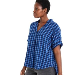 Madewell plaid popover top